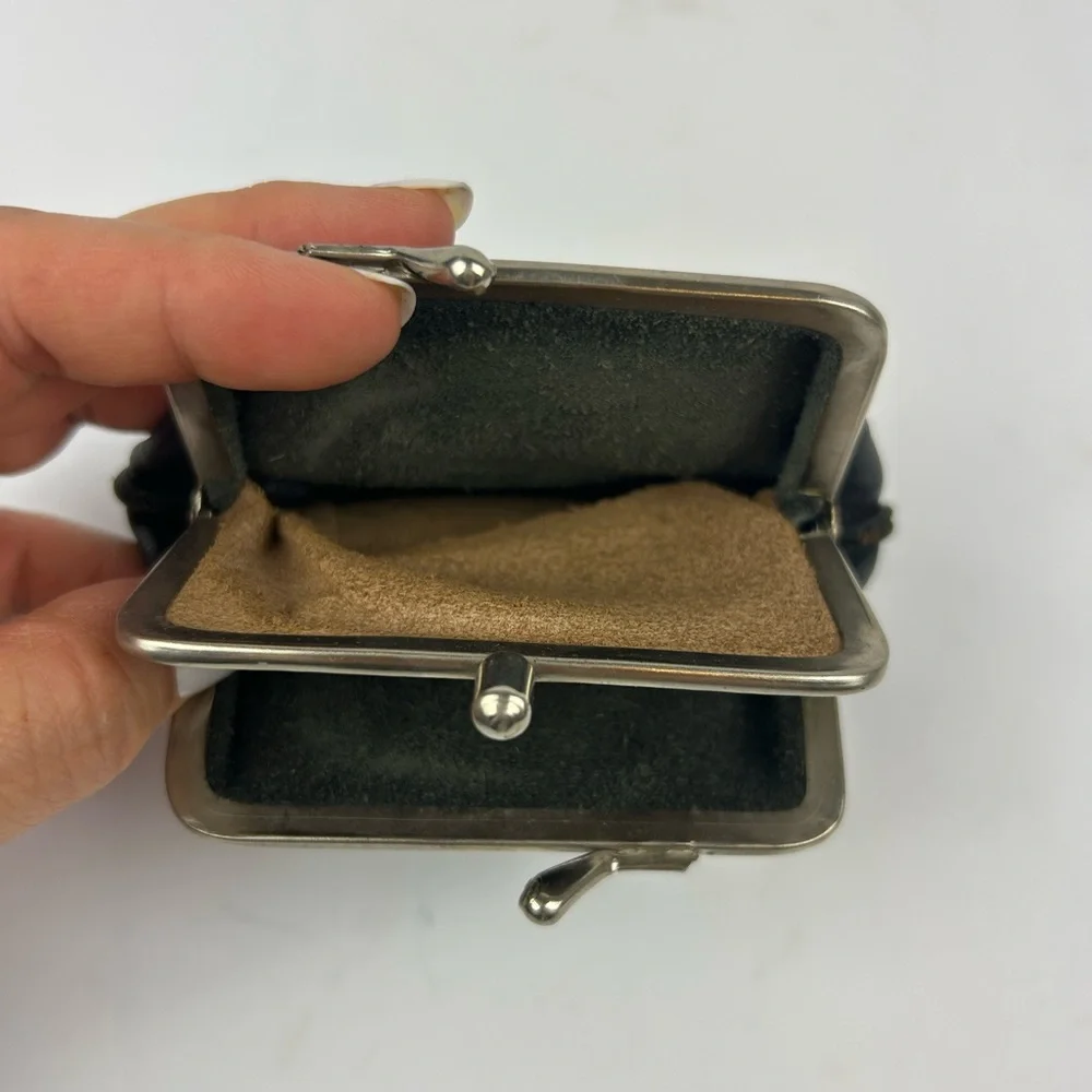 Vintage Black Leather Coin Purse